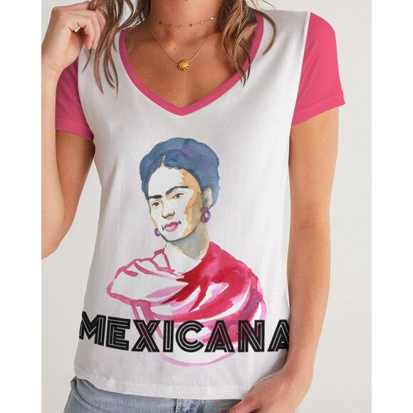 Frida Portrait Women's V-Neck Tee - Picture 4 of 6
